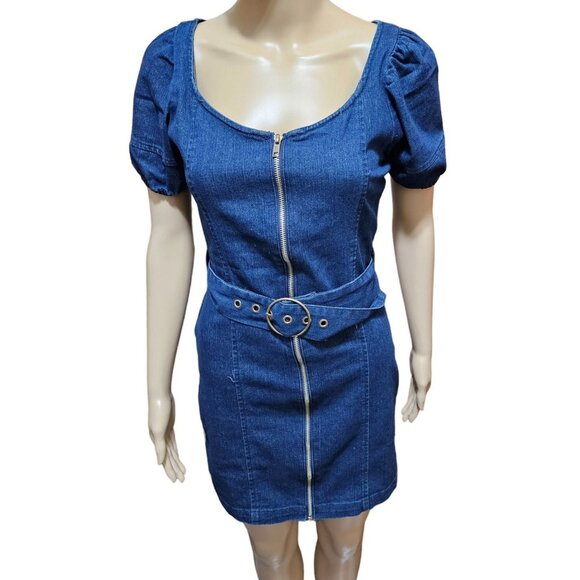 Love83 Jeans Short Sleeve,‎ Front Zip Denim Dress Size Small (Rn #119220) - Picture 4 of 10